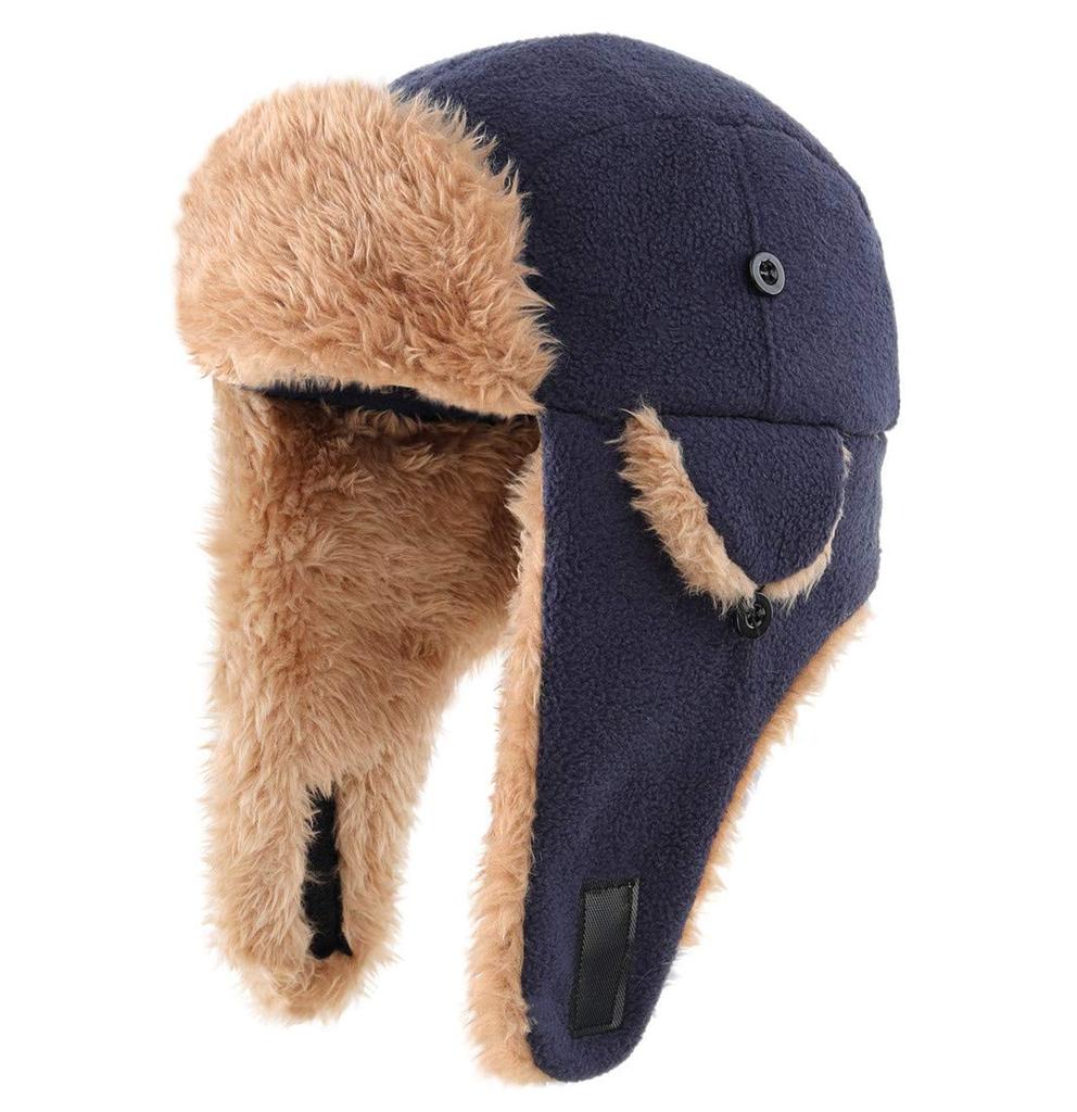 Conectaile Toddler Kids Winter Warm Hat with Ear Flaps for Outdoor Activities and Cold Pilot Cap for Navy Blue Weather, Boys, Skiing,