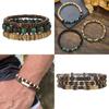 Mehrschichtiges, stapelbares Armband-Set aus Holzperlen für Damen und Herren im handgefertigten afrikanischen Türkis-Stil