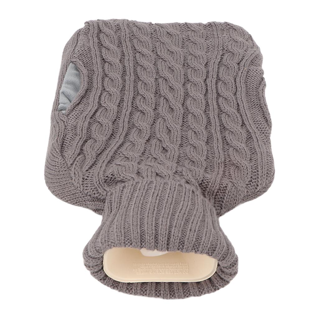 Classic Hot Water Bottle with Knitted Cover Handy Soft Hand Feet Warm Water Bag for Winter 2L Grey