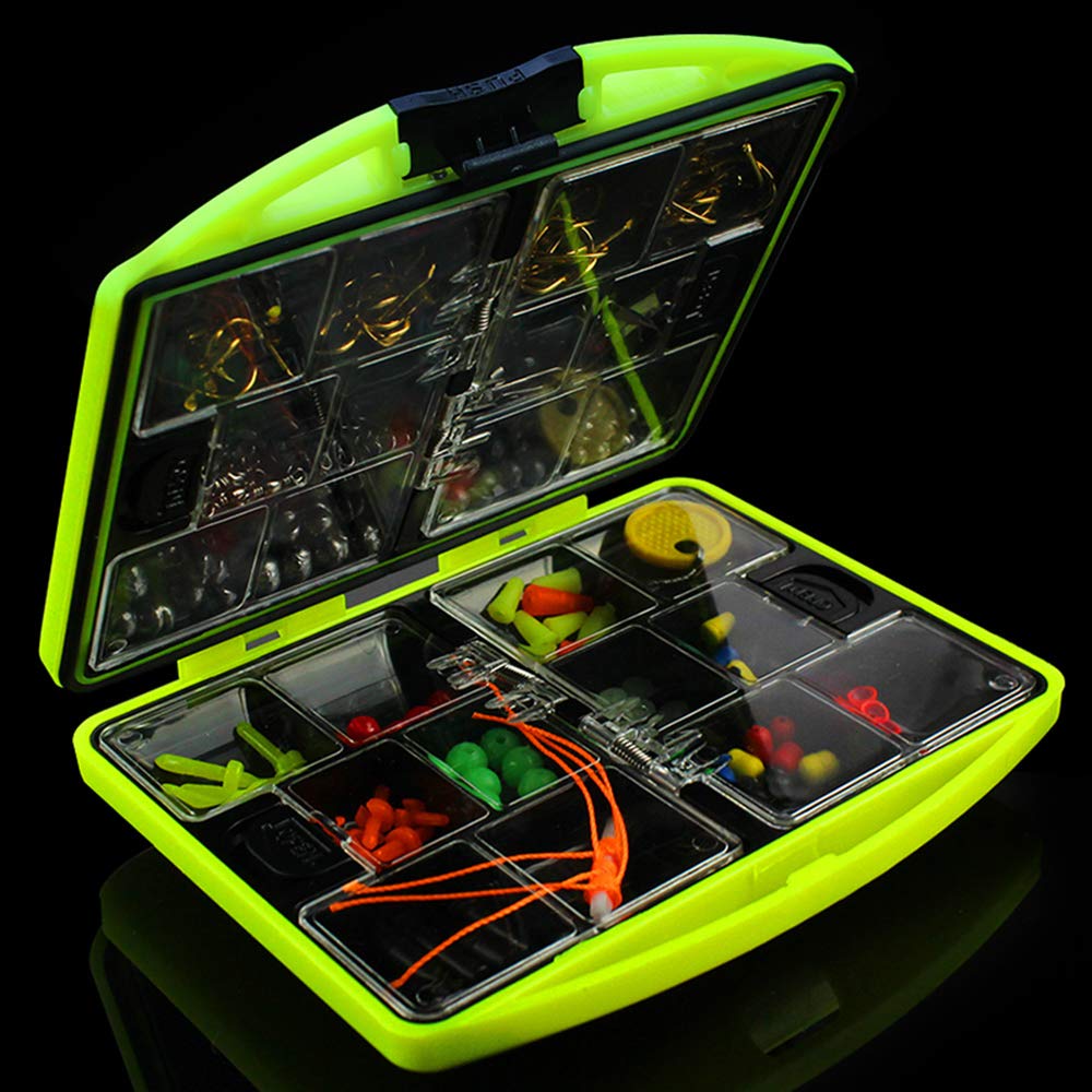 Yueou Rock Fishing Fishing Accessories Kit with Fishing Fishing Line Fishing Tackle Box Box, Hooks, Sinkers, Weights, Swivels, Snaps, Beads, Set,