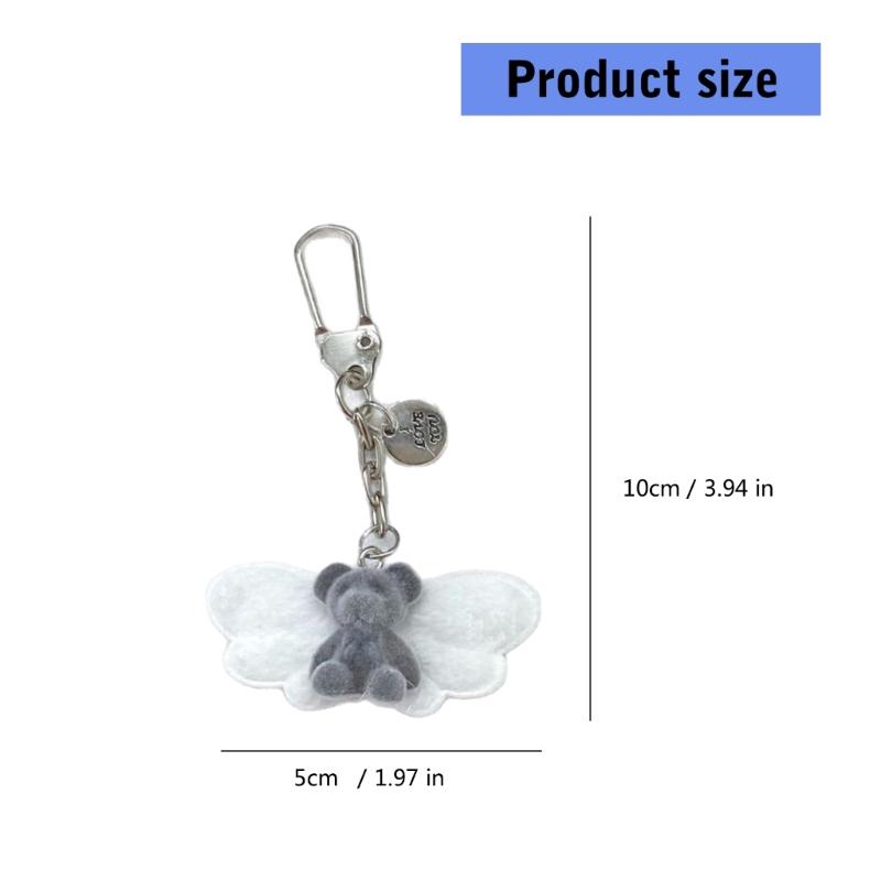 Modischer Lieblicher Kleiner Beflockter Bärenanhänger Charm Tragbar für Schlüsselanhänger und Handy-Zubehör Dekoration Täglicher Gebrauch