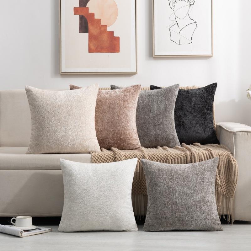 Pillow Cover Chenille Living Room Sofa Simple Modern Double-sided Solid Color Cushion Cover Core-free Bedside Pillow Backrest