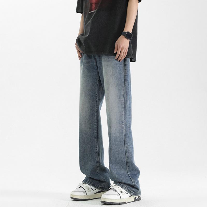 Прямые узкие джинсы желтого цвета грязи, мужские свободные брюки, весенние повседневные брюки S