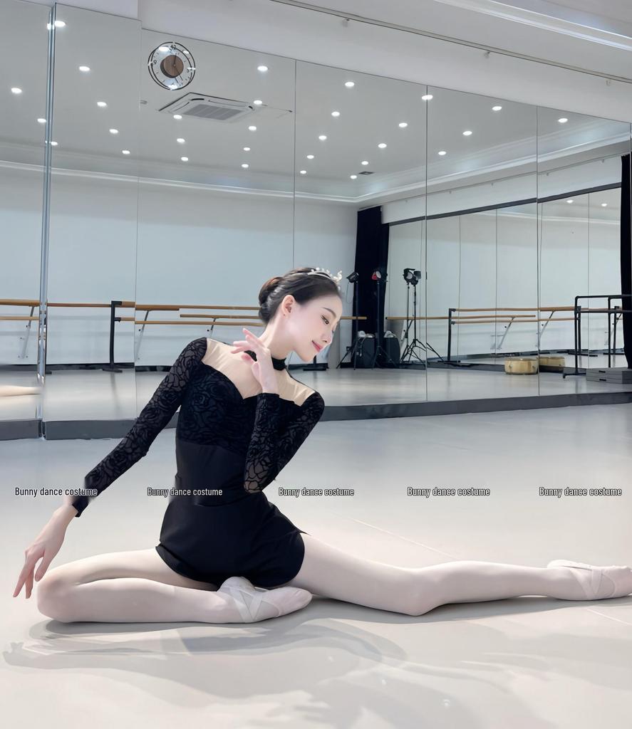 Bonnie Ballet Leotard Women's Black Dancewear High Neck Body Shaping Gymnastics Suit