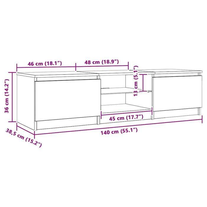 VidaXL TV-Möbel mit LED-Leuchten Altholz Holzwerkstoff, TV-Ständer, Medienmöbel, TV-Konsole, HiFi-Möbel 856349