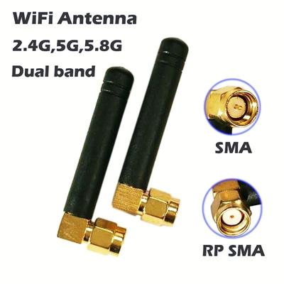 WiFi-antenn 2.4GHz/5.8GHz Dual Band 3DBI RPSMA/SMA-kontakt Gummi Aeria för Mini PCI-kort Kamera USB-adapter Nätverksrouter