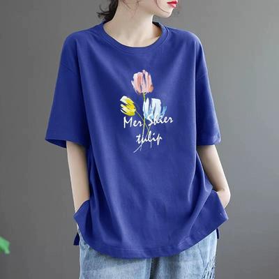 Leisure and Artistic Short Sleeved T-shirt, Summer New Style, Loose and Versatile, Fashionable Plus Size