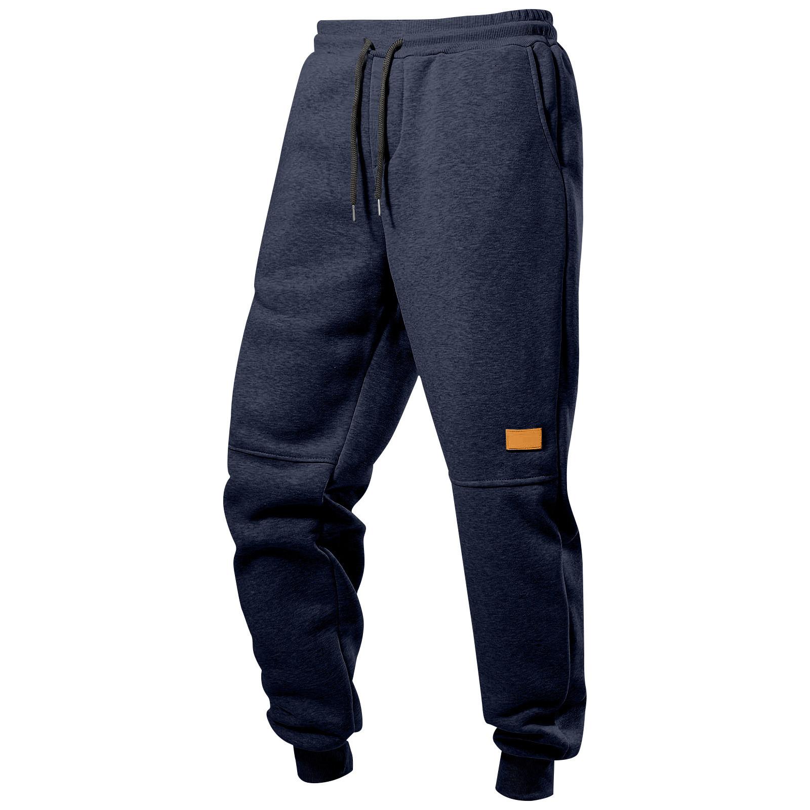 

Men s Color Sanitary Pants, Retro Casual Leg Tied Pants XL Темно-синій