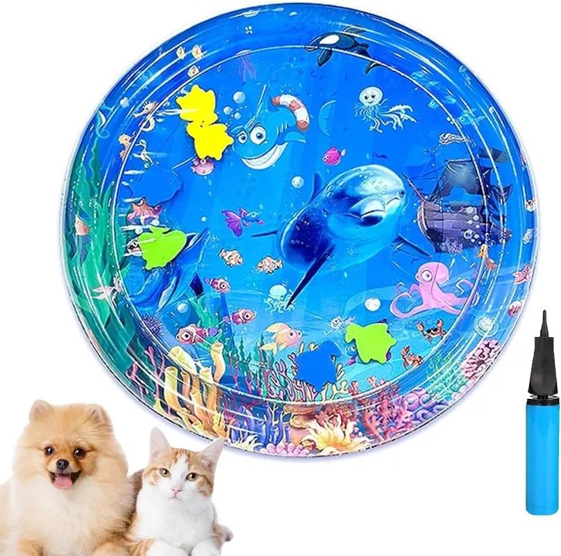 

Водный игровой коврик Утолщенные подстилки для домашних животных Охлаждающий коврик для собак/кошек Сенсорный игровой коврик с рыбками для детских игр Летний коврик Ощущение прохлады Комфорт