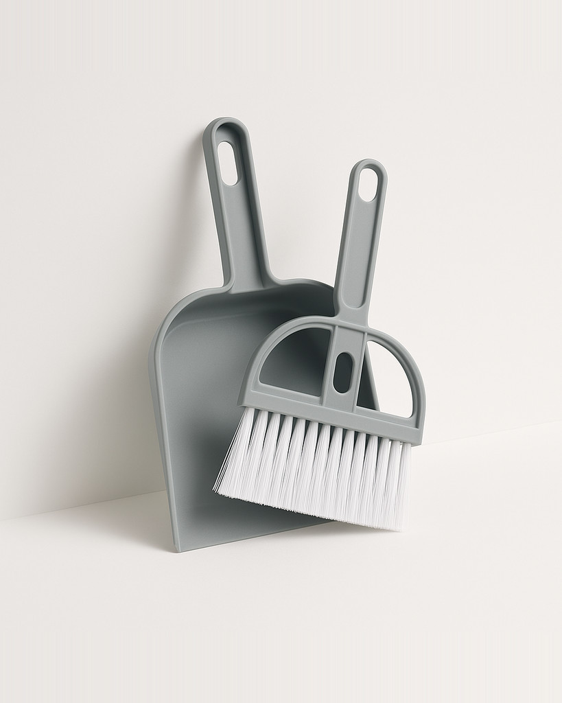 2Pcs/Set Small Broom Dustpan Reusable Desktop Cleaning Compact Hanging Hole Mini Cleaning Broom Dustpan Office Supplies