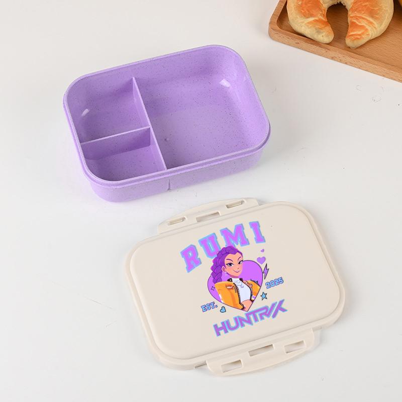 Kpop Lovci Démonů Krabička na oběd pro kluka holku Roztomilá Mira Zoey Jinu Přenosná plastová Bento krabička s nádobím na jídlo ovoce