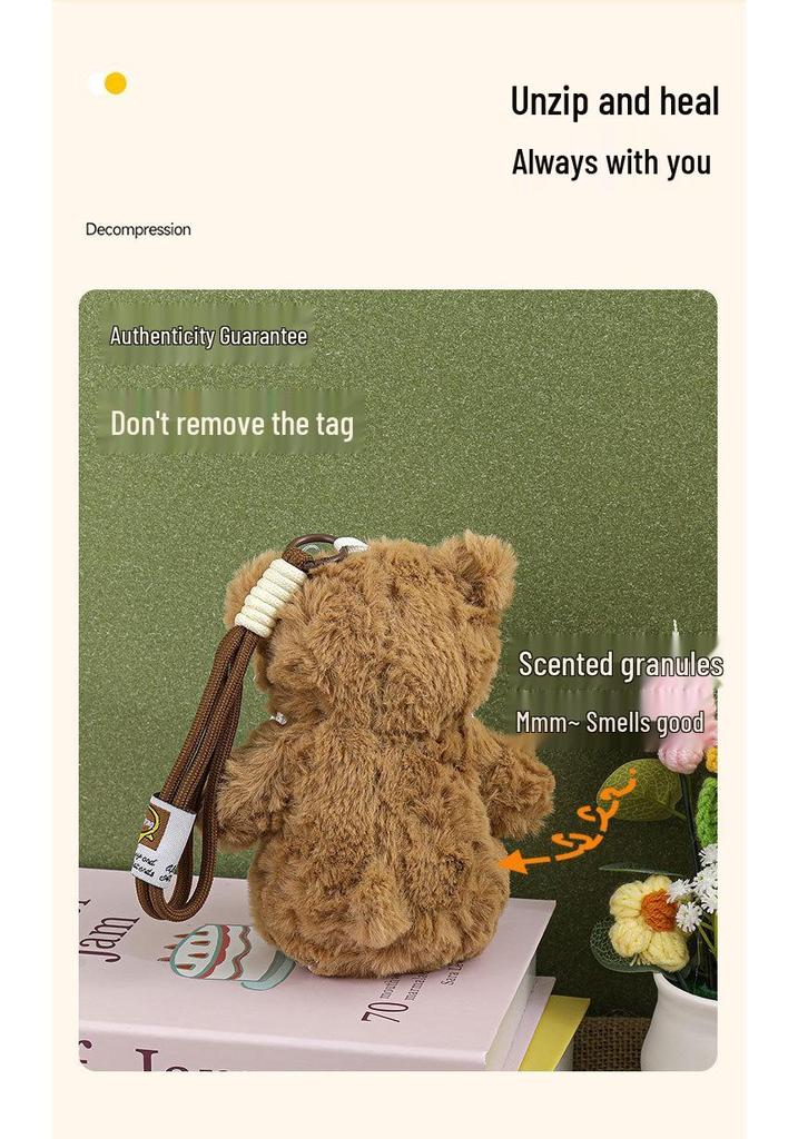 Adorable Little Bear Plush Pendant for Girls' Bags – Moe Style Doll with Flower Skirt Keychain Gift