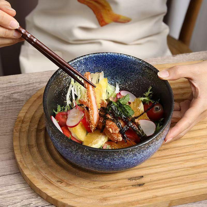 Japanese Style Ceramic Tableware Ramen Bowl Instant Noodle Bowl Kitchen Soup Dinnerware Set Fruit Salad Rice Bowls Restaurant