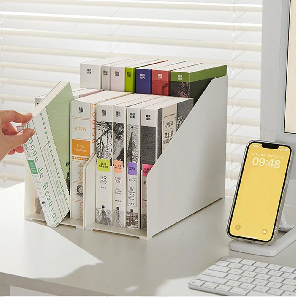 Simple Plastic Bookends Double Layer Solid Color Book Stand Large Capacity File Storage Shelf Student Supplies