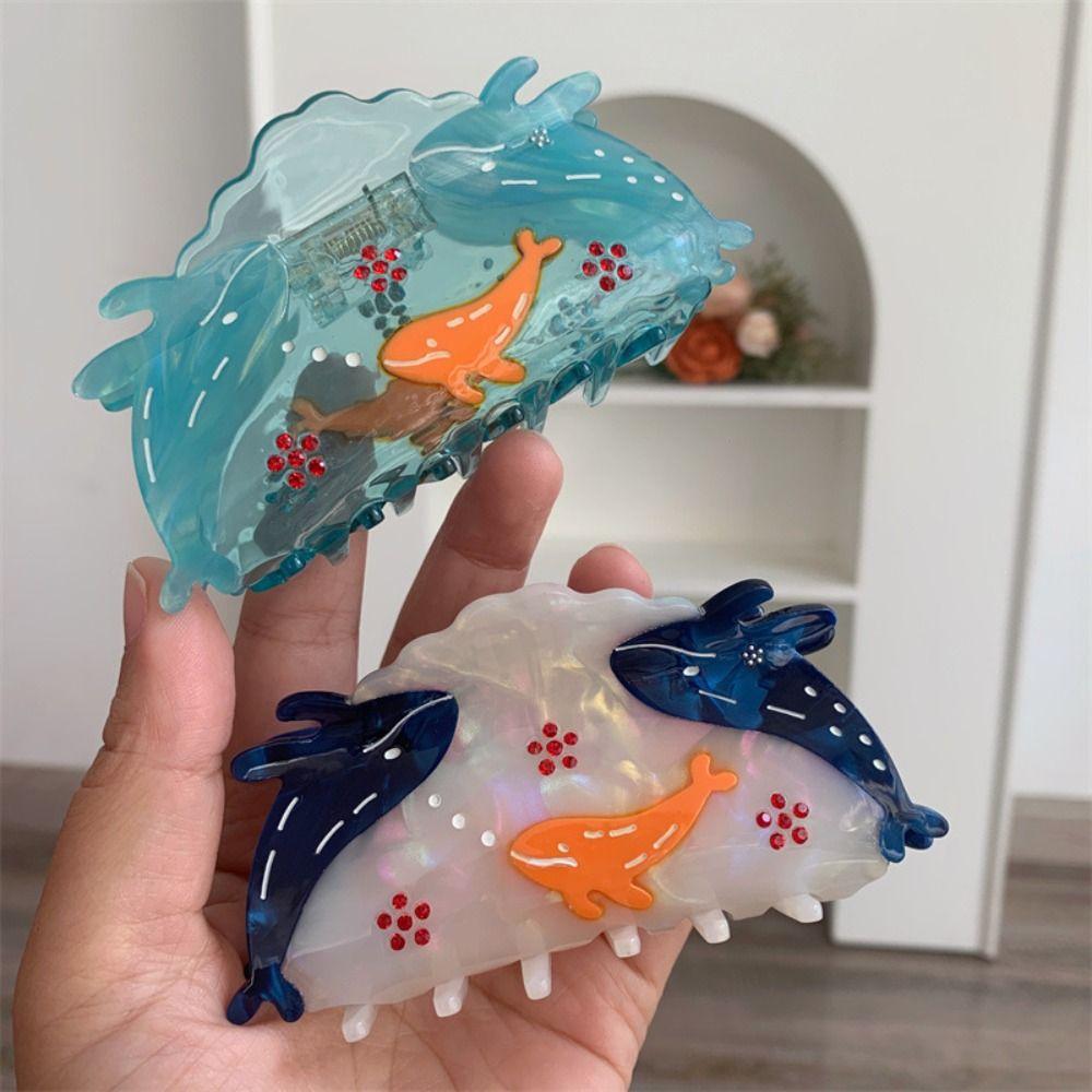 Hairpin Ocean Fish Hair Grab Shark Clip Acetic Acid Shark Clip Blue Whale Hair Claw  Streetwear