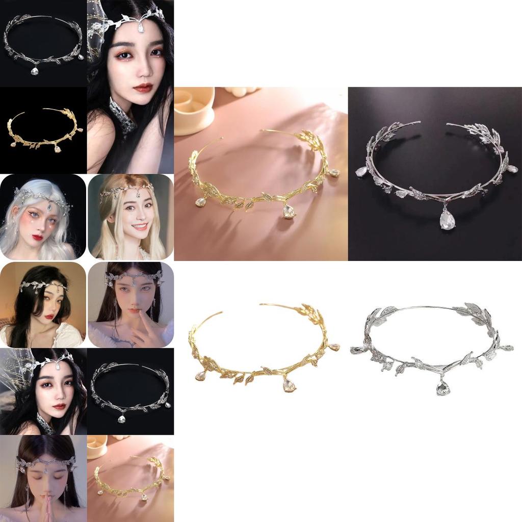 Elf Princess Crown Crystal Forehead Jewelry Headdress For Wedding Party