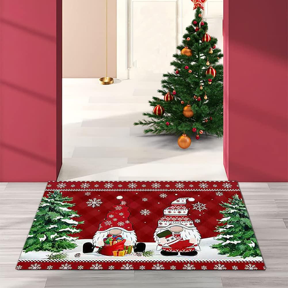 VIKAMA Christmas Cute Dwarf Floor Mat Anti-Slip Entrance Rug Indoor and Outdoor Welcome Mat Holiday Home Decoration