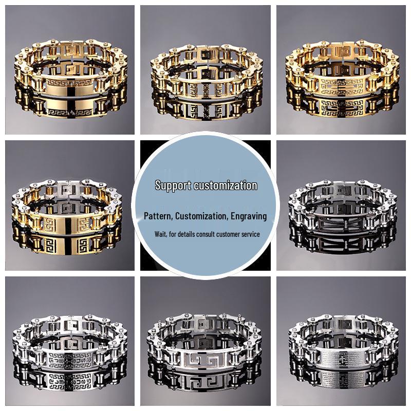 Men's European & American Style Chunky Necklace, Titanium Stainless Steel Flat Link Chain