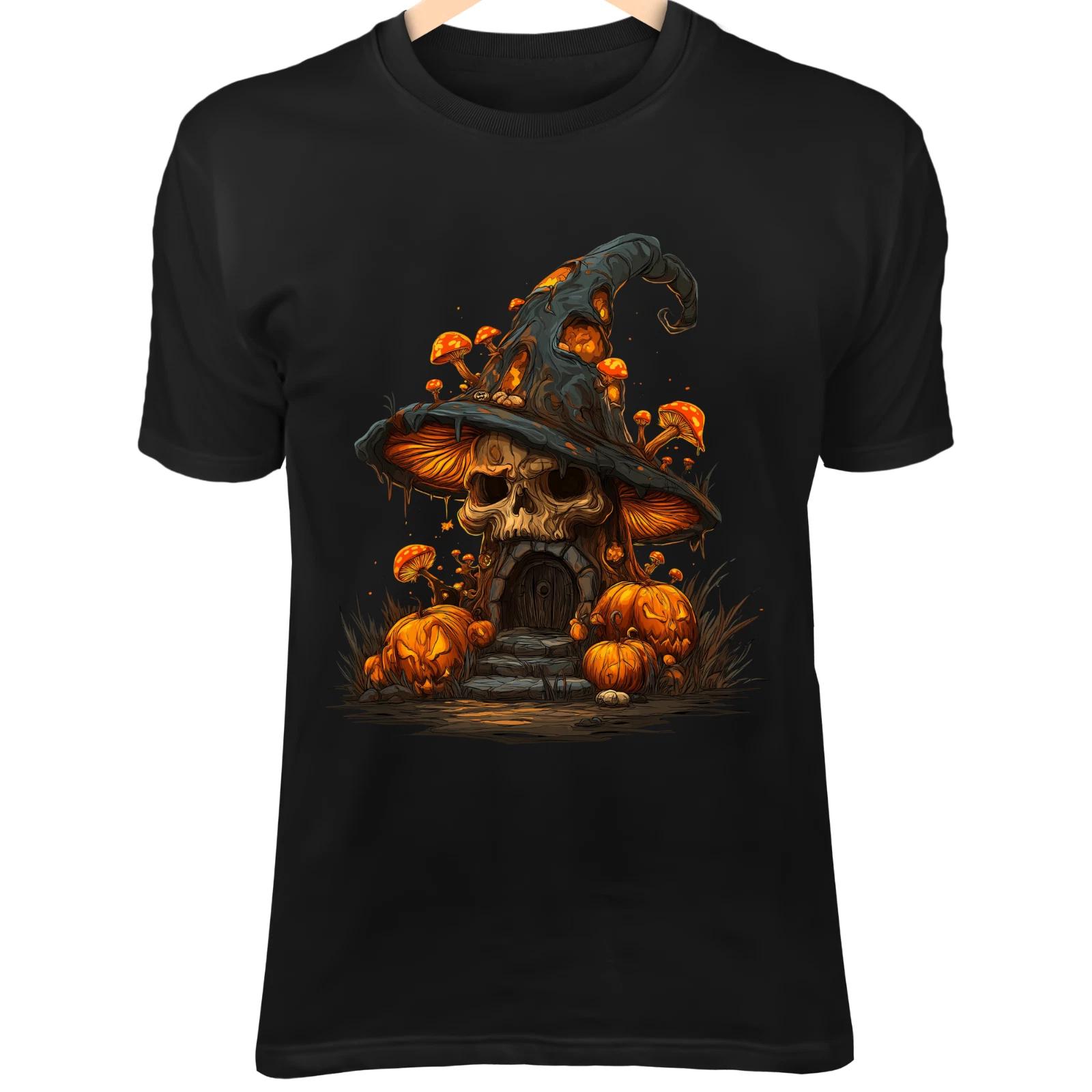 Haunted Skull Mushroom House -Witch Hat Roof, Glowing Fungi & Halloween Pumpkins S