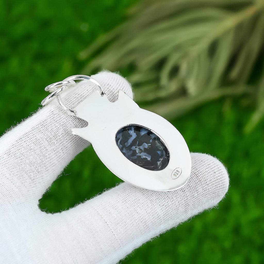 Muttertagsangebot Ovaler Mystic Merlinite Stein 925 Sterlingsilber Trendiger Anhänger