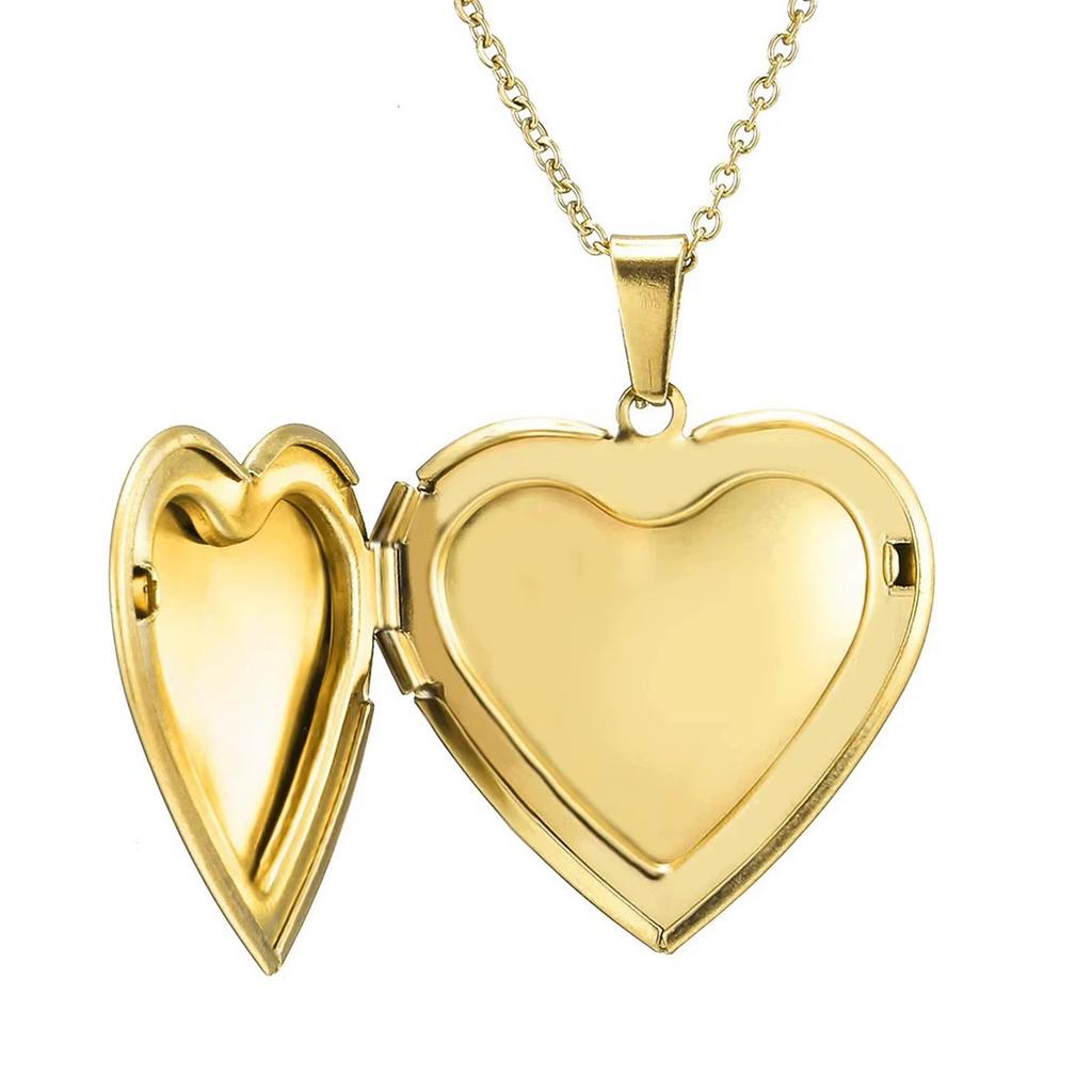 Ornaments Blank Glossy Openable Heart Shaped Photo Frame Photo Box Pendant Necklace