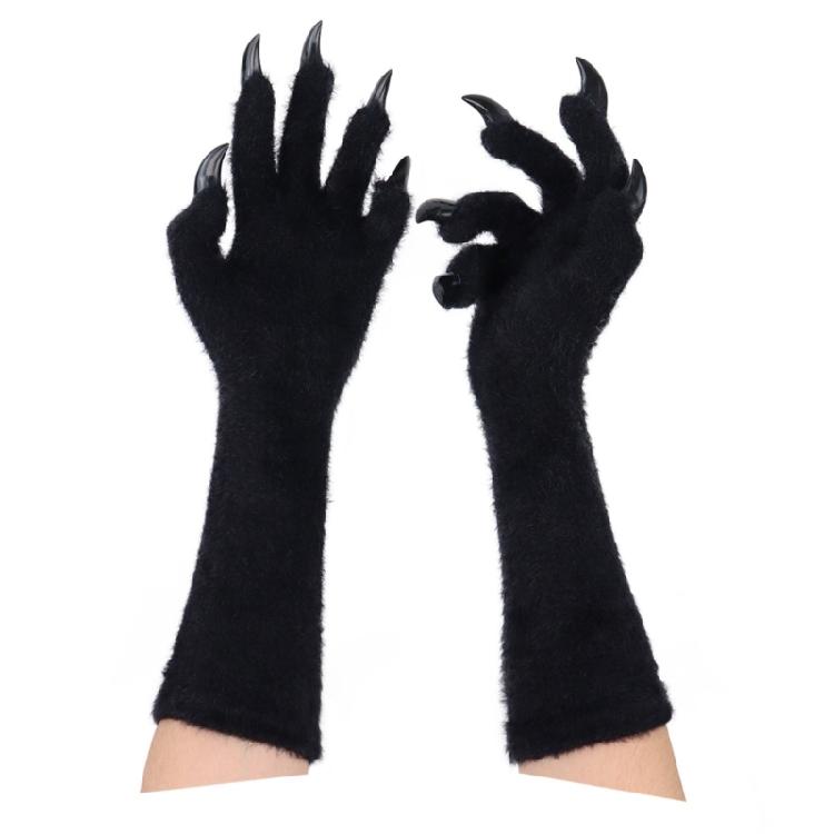 

Halloween Performances Gloves Animal Claw Design Long Nails For Cosplay Breathable Practical Nylon Glove Easy Maintenance чорний