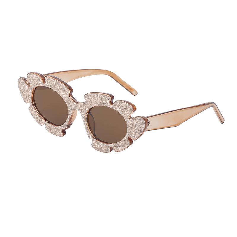 JYL TS Women's Glitter Flower - Irregular Funny Decorative Sunglasses WF-3999Glitter