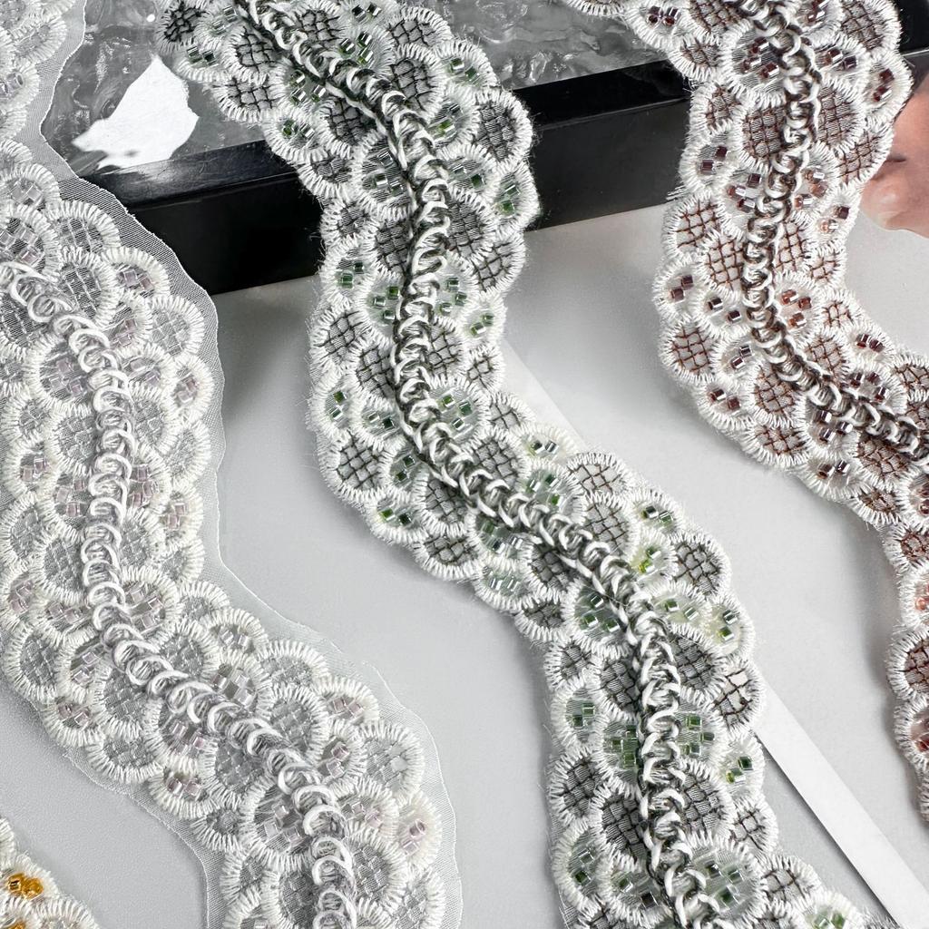 3,5 cm Wellenperlen Stickerei Strang Dekoration Barcode Kleidung Kleid Heim Gepäck Spitze Accessoires