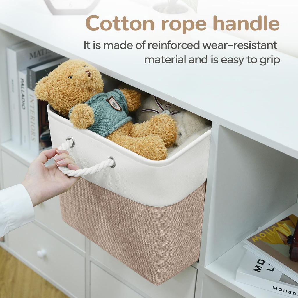 12 x 12 Inch Cube Storage Bins, 4 Pack Fabric Storage Basket with Handles, Foldable Boxes Organizer for Shelf Baskets for Home, Clothes, Toys (White/