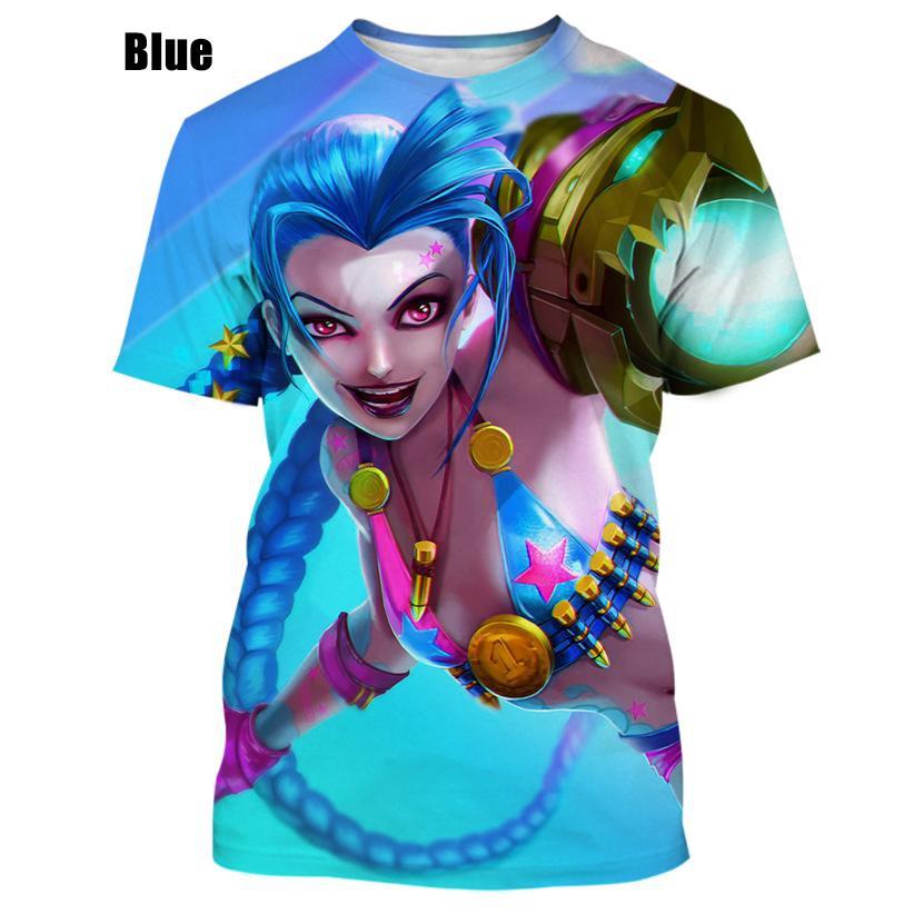 Móda Muži a ženy Neformální tričko Game LOL Jinx 3D potištěné tričko Neformální tričko s kulatým výstřihem Tričko s krátkým rukávem