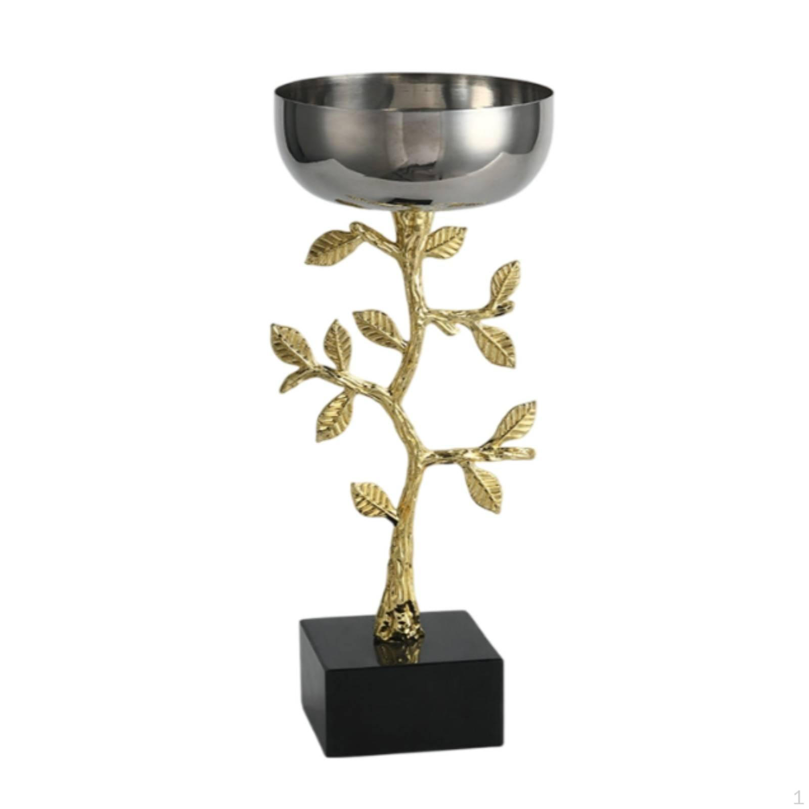 Sculptural Candle Holder Toned with Leaf Details Polished Candelabra for Dining Table, S