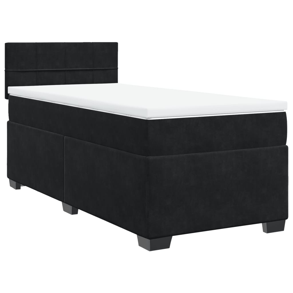 Box Spring Bed with Mattress Black 90x200 Cm Velvet
