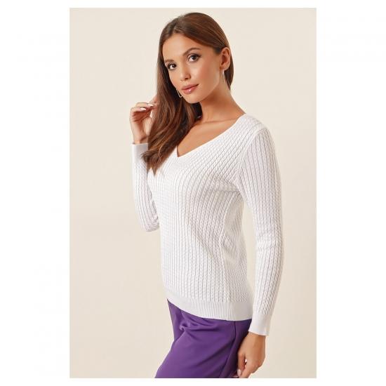 AQE FASHION V-Neck Fine Hair Knitting Detailed Sweater, Women's Fashion Autumn and Winter Sweater