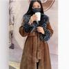 Autumn and winter imitation mink new medium and long waist fur collar thin fashion warm cold thickened coat women