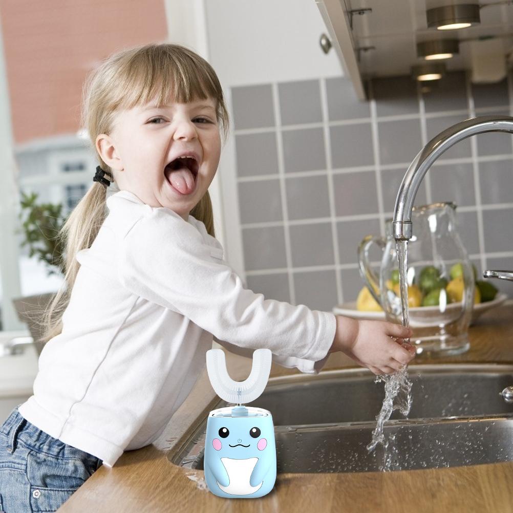 Kids Toothbrush Electric U Shaped Ultrasonic Toothbrush with Cartoon Modeling Design for Kids Xmas Birthday Gift