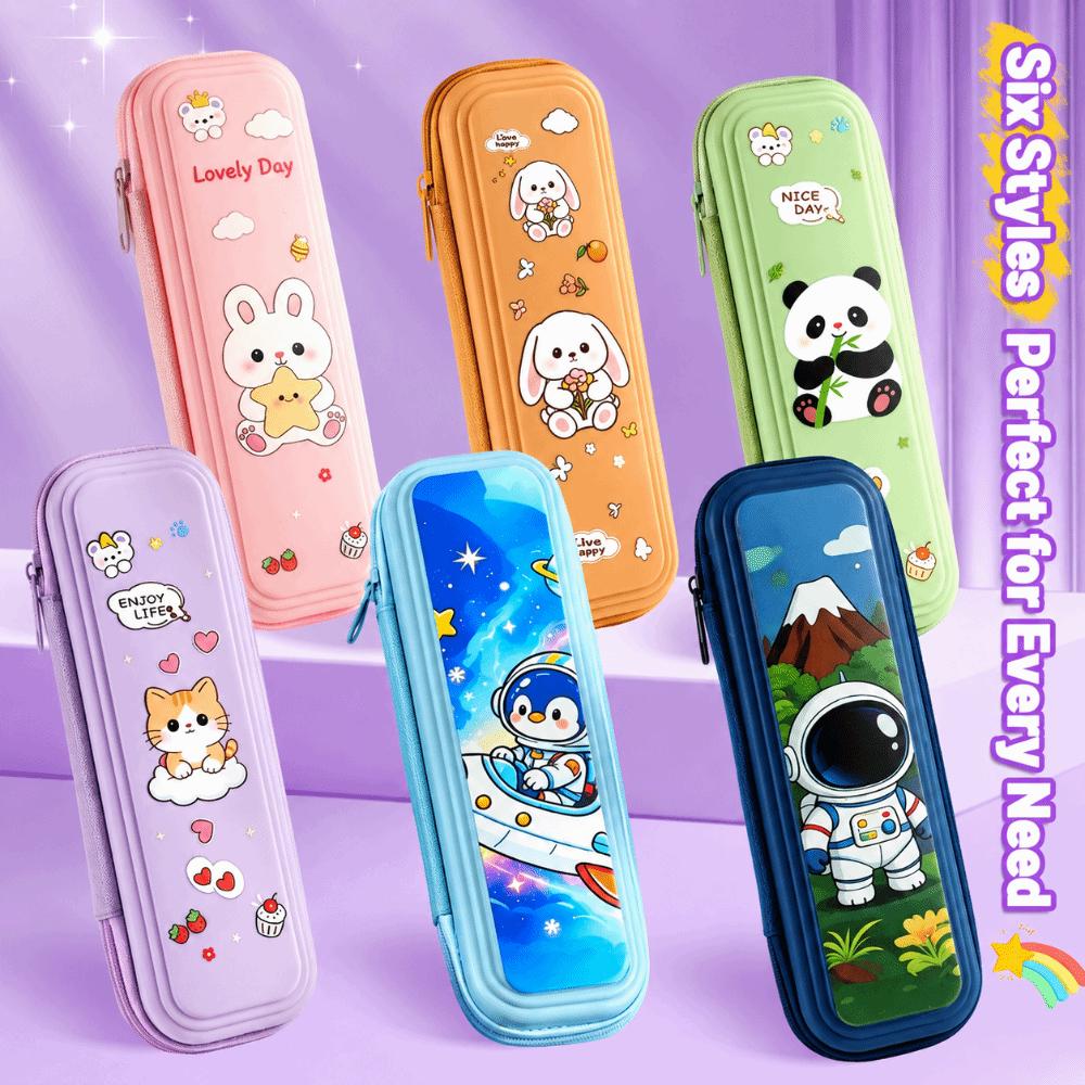 Multi-Layer Pencil Case Cartoon Print Stationery Box Kawaii Pen Bag  Students