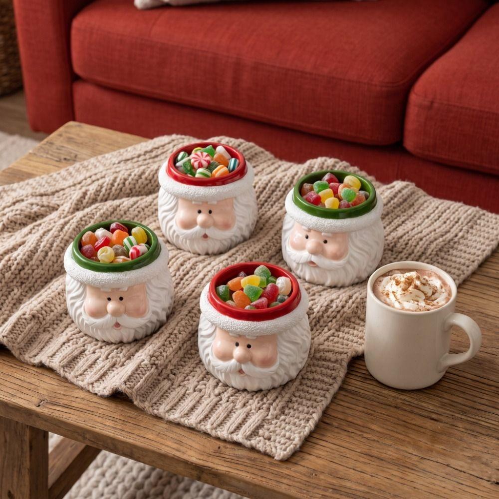 Resin Christmas Ornaments Cartoon Tabletop Plant Planter Santa Claus Flower Pot  Home
