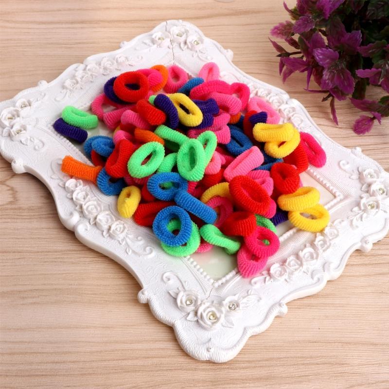 

100Pcs Дети Девочка Красочные эластичные волосы Галстук Лента Веревка