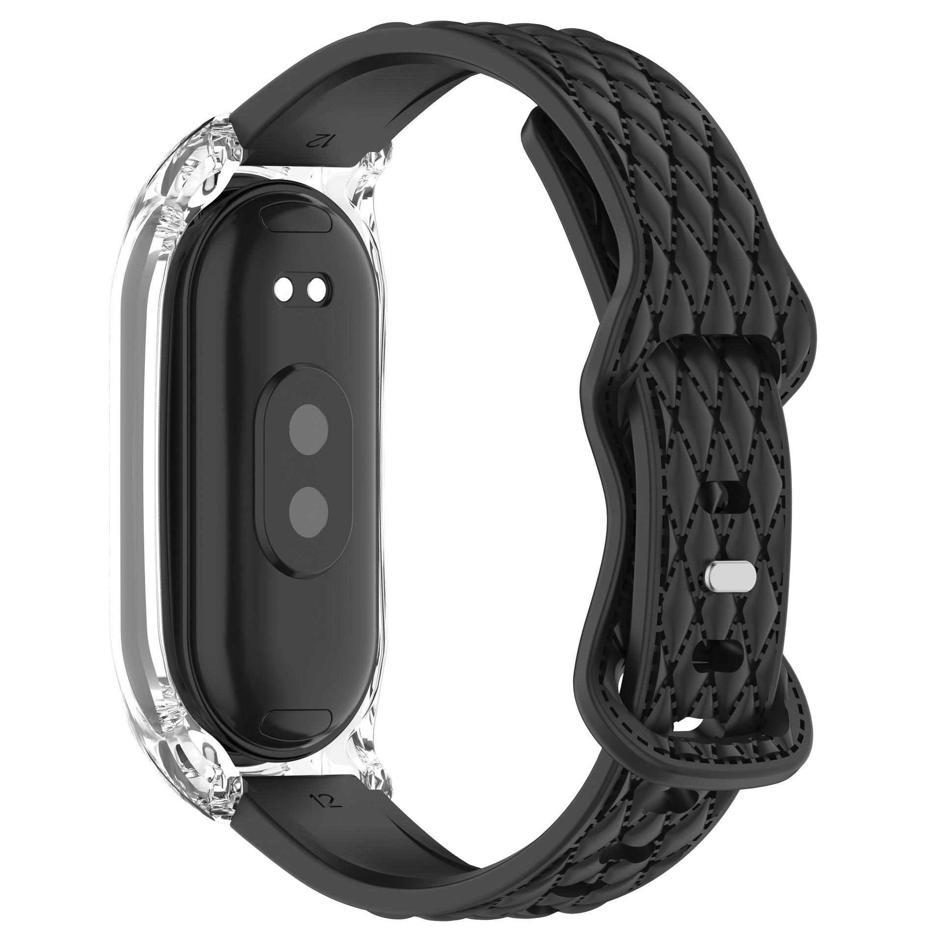 

Чехол+силиконовый ремешок для Xiaomi Mi Band 10 Sport резиновый браслет наручный ремешок pulseira correa для Xiaomi Smart Band 10 9 8 NFC аксессуары Xiaomi Smart Band 10 чёрный