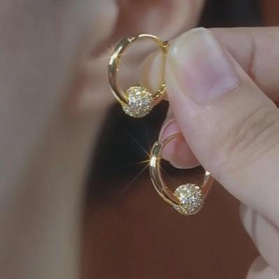 Exquisite 2024 High-End Diamond Ball Earrings: Fashionable, Versatile, Light Luxury for a Unique, Sophisticated Look.