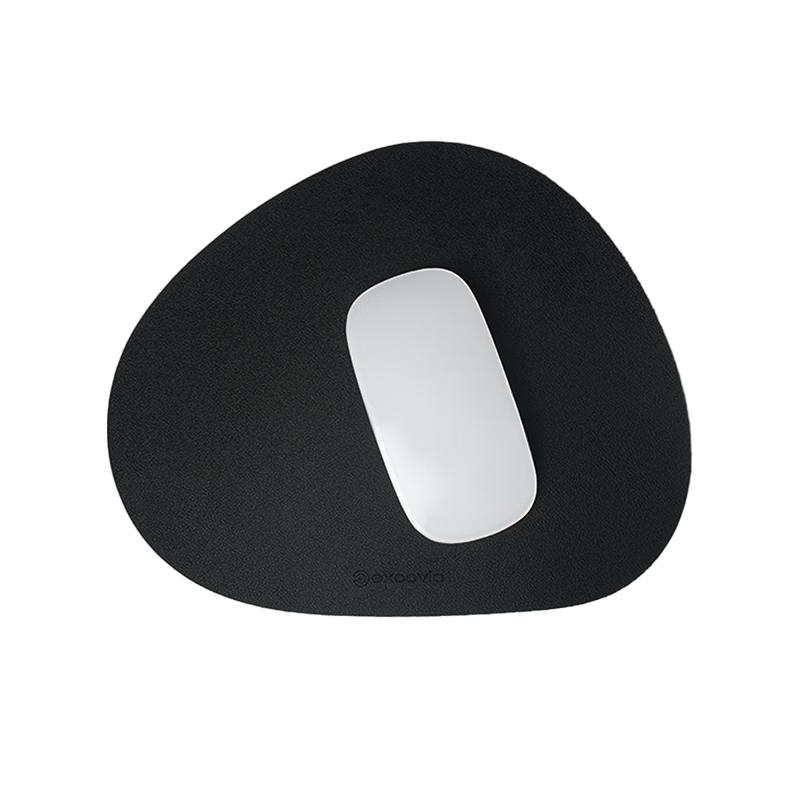 EXCO (EXCO) Black Round Triangular Leather Mouse Pad, Small Size, Laptop Desk Pad, Waterproof Leather, Gaming Mat, Portable And Washable, 0395