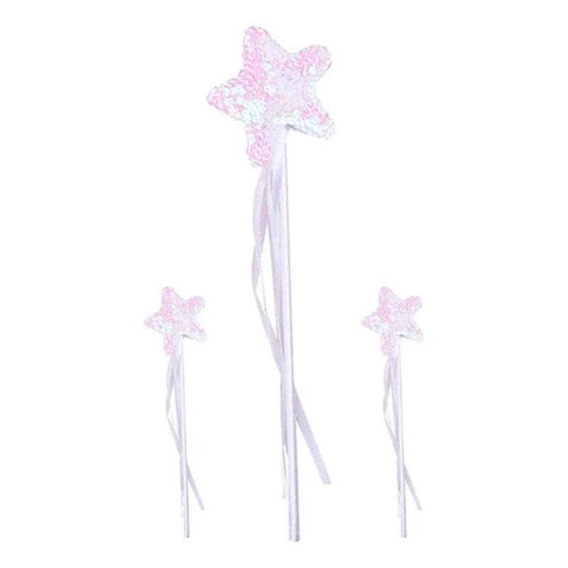 3 Pieces Magic Wand Glitter Princess Wands Fairy Godmother белый