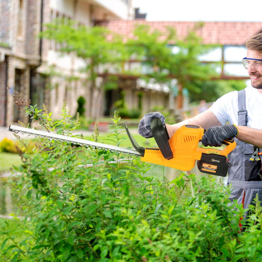20" Cordless Hedge Trimmer, 18V Electric Hedge Cutter with 51cm Dual Action Blade, 2 x 4000mAh Batteries and Brushless Motor for Garden Branches