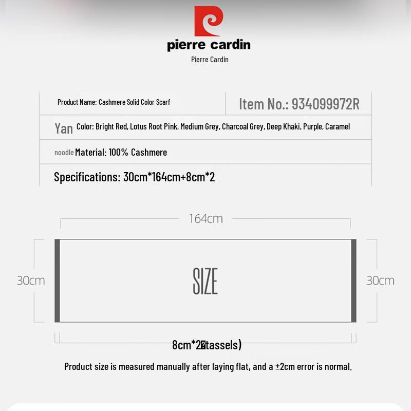 Pierre Cardin 99% Cashmere Scarf with Tassels