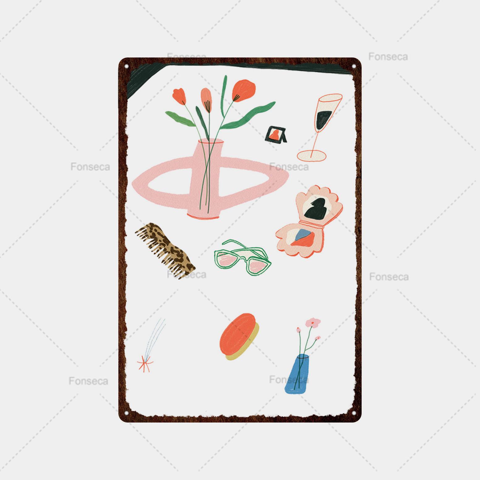 

Цветное растение, маленький мультяшный металлический знак, ретро-металлический ретро-бар, украшение на стену, бар, клуб, человек, пещера, металлический постер 20x30cm