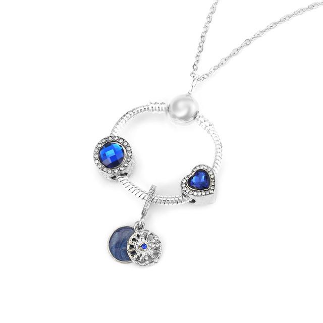 Simple Round Geometric Cubic Zircon Necklace Silver Color Clavicle Chain Union Rainbow Crown Charm Necklace For Women Jewelry