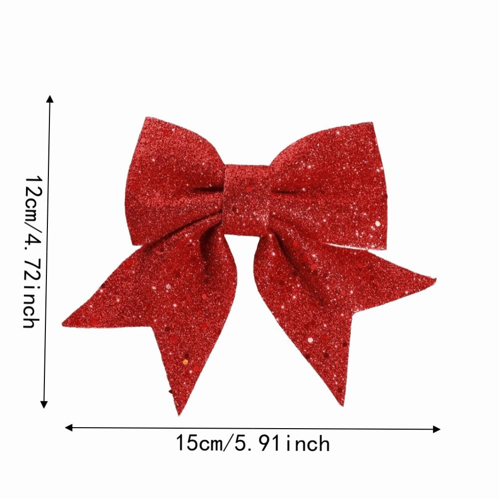 2Pcs 3D Bow Christmas Decorations Sparkling Christmas Hanging Decorations Holiday Accessories