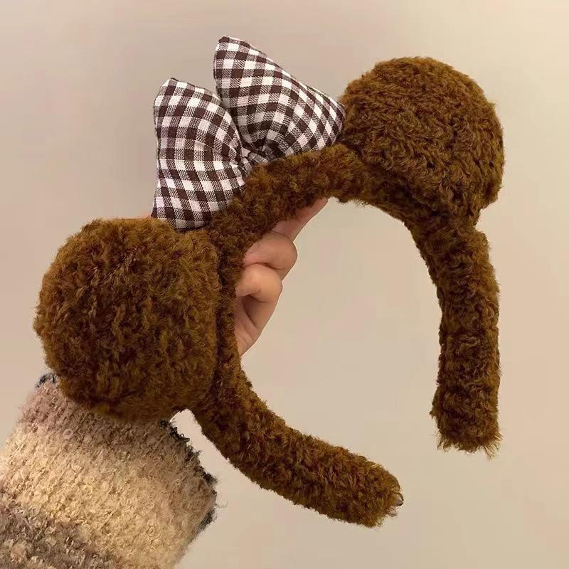 Women Bow Bear Ear Plush Hair Band Cartoon Headband Female Sweet Cute Girls Hairband Hair Accessories