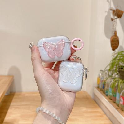 Airpods 1 /2 Generation Transparent Bluetooth Headset Case Protective Case Pro Butterfly 3Rd Generation Mountaineering Buckle Simple Women'S Buckle