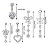 Set 5 316L Steel Bow Hollow Heart-Shaped Belly Button Rings Shiny Zircon Inlay Navel Piercing Jewelry  Fashion Jewelry